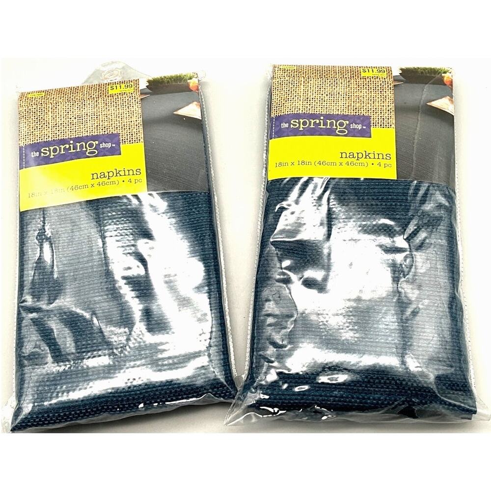 New in Package 2 Sets of 4 Napkins Spring Shop 18"X18" Blues Woven Spring 2017